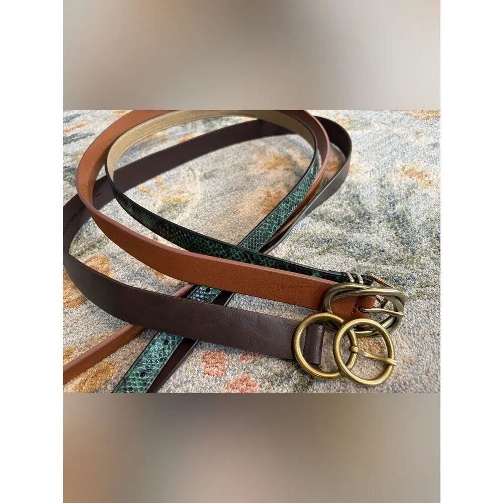 Banana Republic and Talbots Size Large Lot of 3 Synthetic Leather Belts